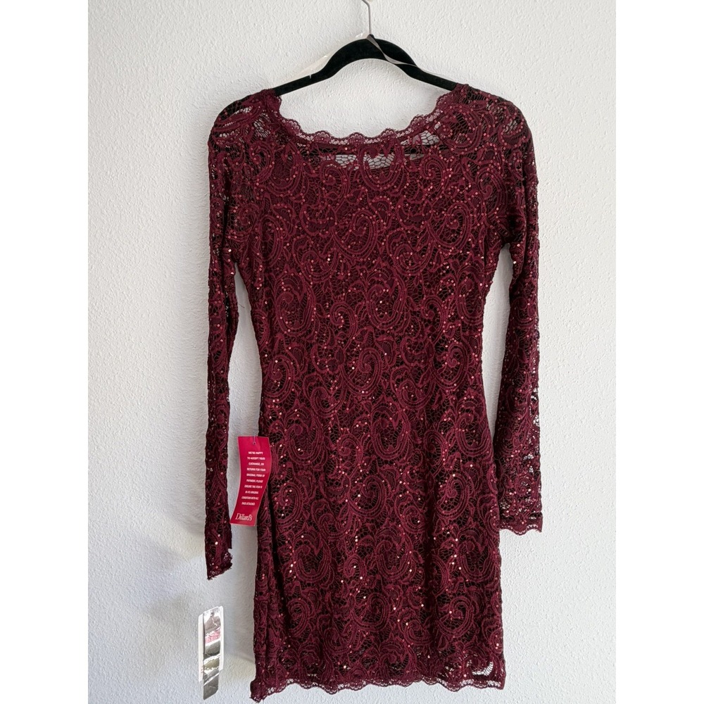 NWT Sequin Hearts Womens Red Formal Lace Dress W/sequins Size Medium